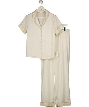 CHELSEA PEERS Cream Short Sleeve Satin Pyjama Set UK 12