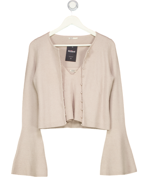 HOUSE OF CB 2-piece Aster Beige Wool Cashmere Long Sleeve Cardigan And Cami Top Set UK S