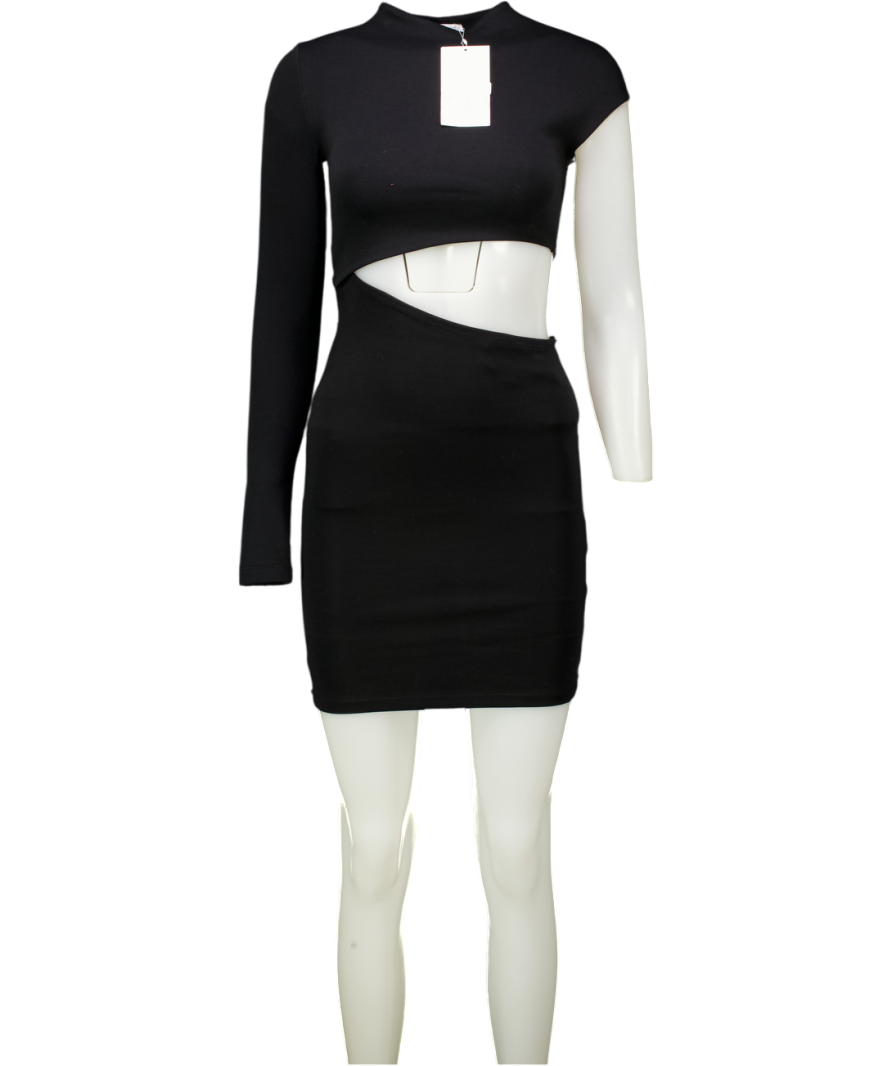ZARA Black Jersey High Neck Bodycon Mini Dress UK S – Reliked