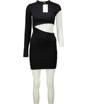 ZARA Black Jersey High Neck Bodycon Mini Dress UK S