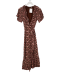 & Other Stories Brown Floral Midi Wrap Dress UK 6