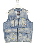 Jaded London Blue Crazy Paint Splatter Denim Utility Vest UK S