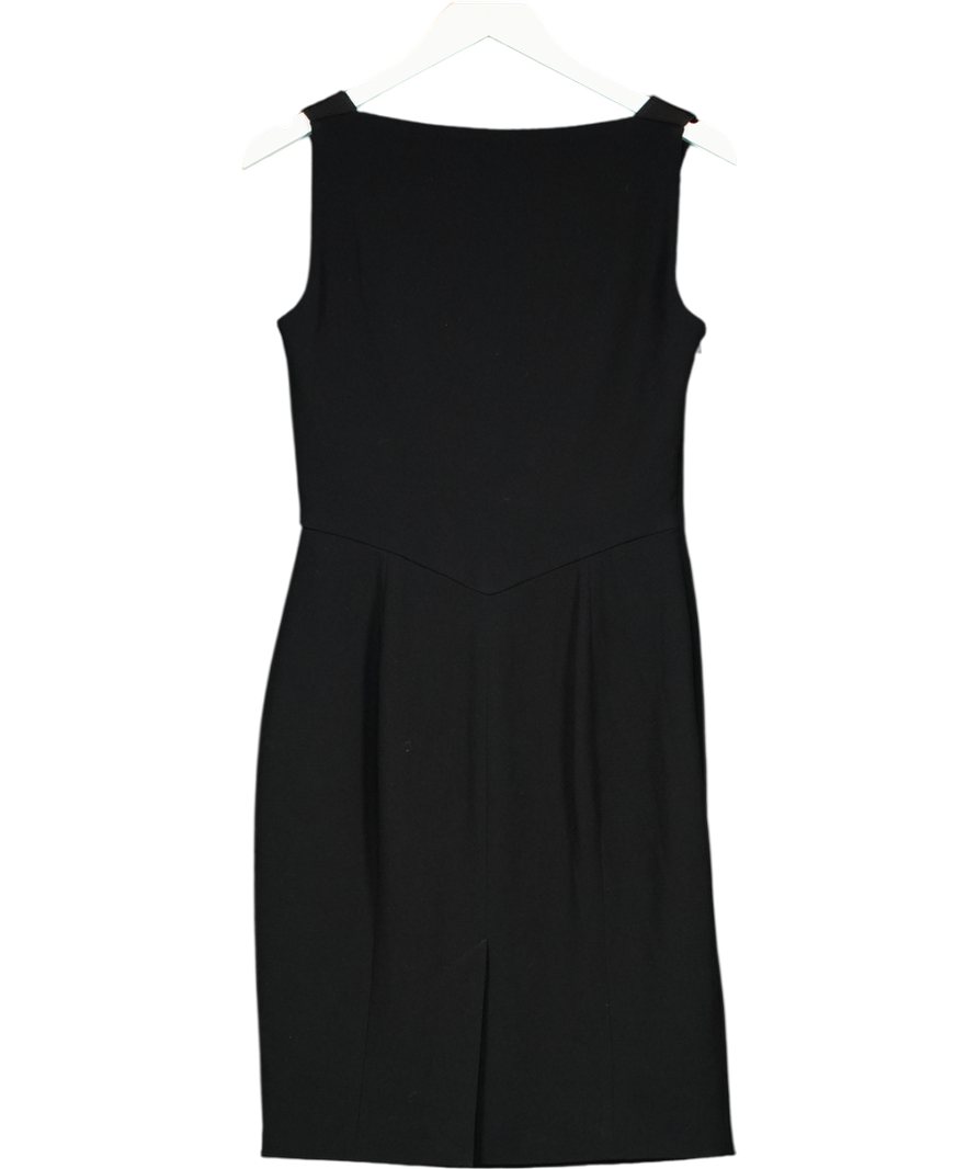 Karen Millen Black Pleat Detail Crepe Pencil Dress UK 12