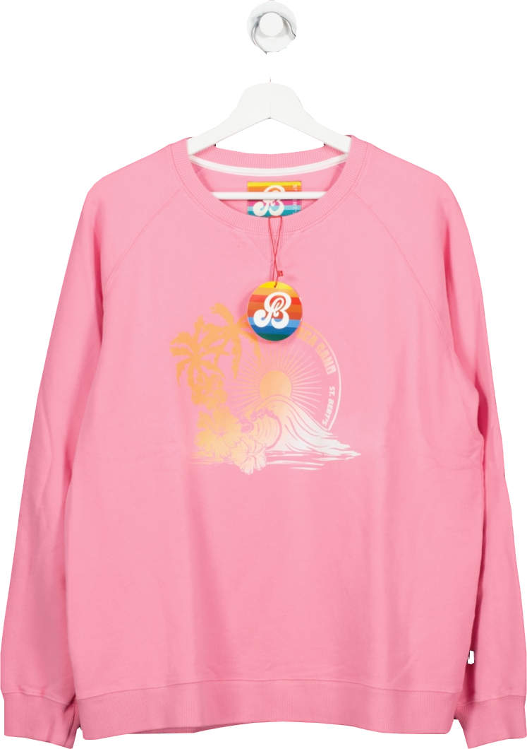 ST. BERT’S Clothing Co. Pink Sun Sea Sand Printed Sweatshirt UK XL