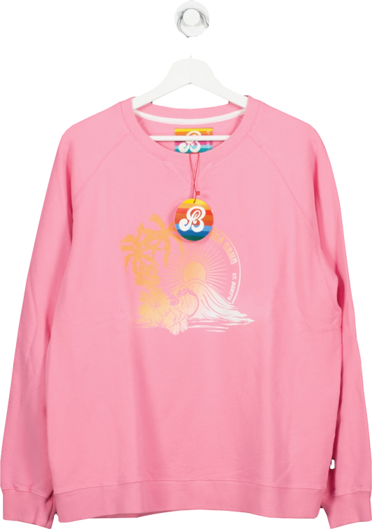 ST. BERT’S Clothing Co. Pink Sun Sea Sand Printed Sweatshirt UK XL