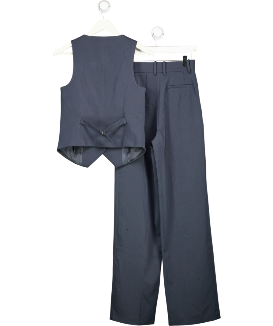 BOA 2-piece Grey Blue Boxy Waistcoat And Longline Dad Trouser Set UK S