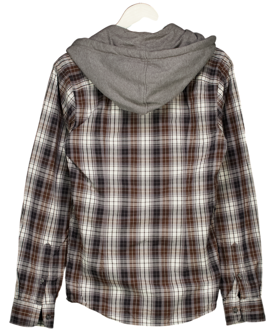 Dolce & Gabbana Grey / Brown Checked Hooded Shirt Top Neck 15.5" UK M