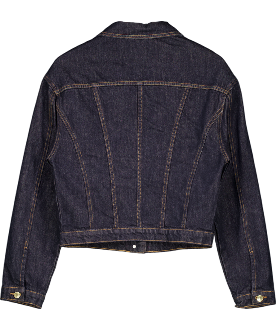 MESHKI Kirra Cinched Denim Jacket - Washed Indigo Blue UK XS