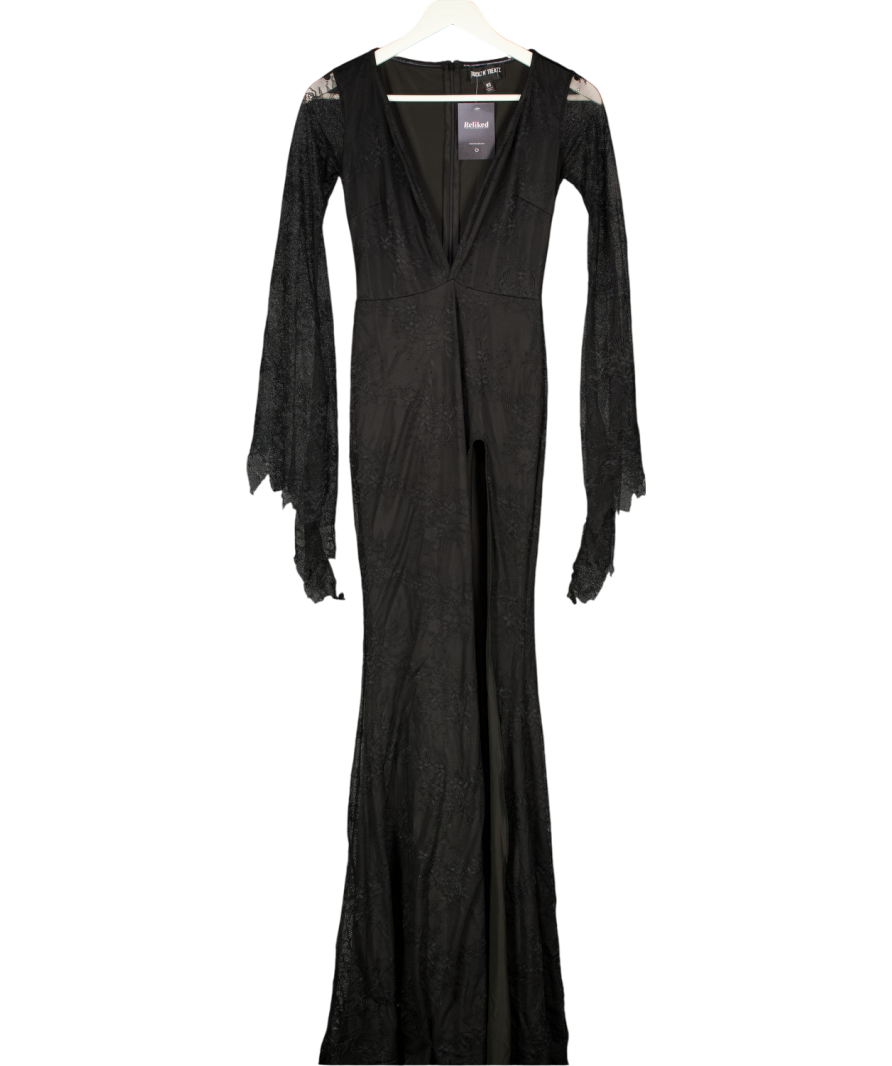 TRICKZ N TREATZ Black Lace Vampire Queen Maxi Dress UK XS