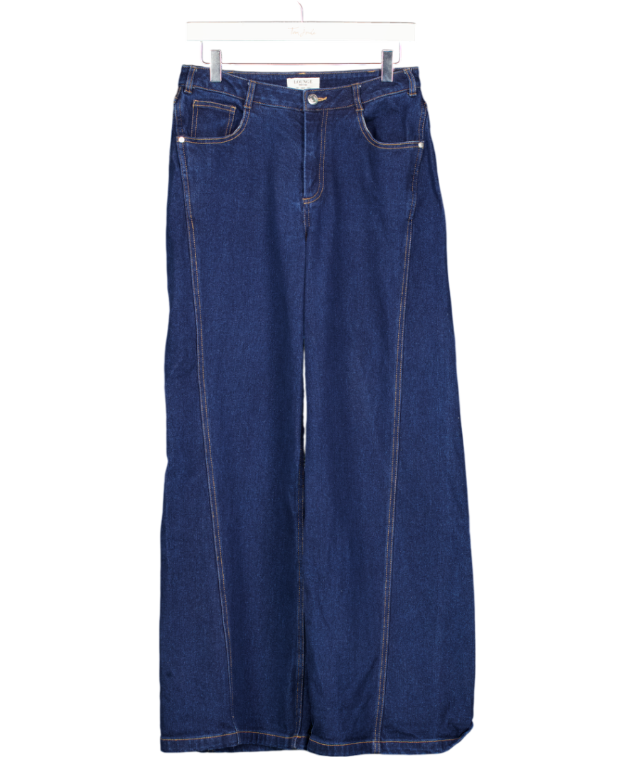 LOUNGE Blue Dipped-waist Wide-leg Jeans UK 8