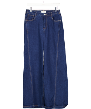LOUNGE Blue Dipped-waist Wide-leg Jeans UK 8