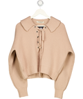 Philosophy di Lorenzo Serafini Nude 100% Virgin Wool Lace Up Neck Jumper UK 10