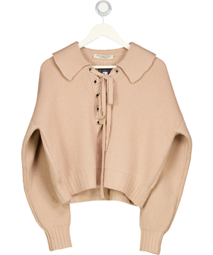 Philosophy di Lorenzo Serafini Nude 100% Virgin Wool Lace Up Neck Jumper UK 10