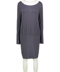 GANNI Navy Blue & White Striped Double Layer Jersey Dress UK L