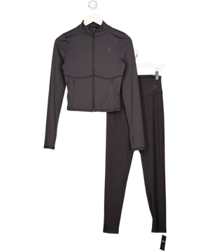 GYMSHARK 2-piece Black Active Zip Jacket (uk S) & Leggings (uk M) Set UK S/M