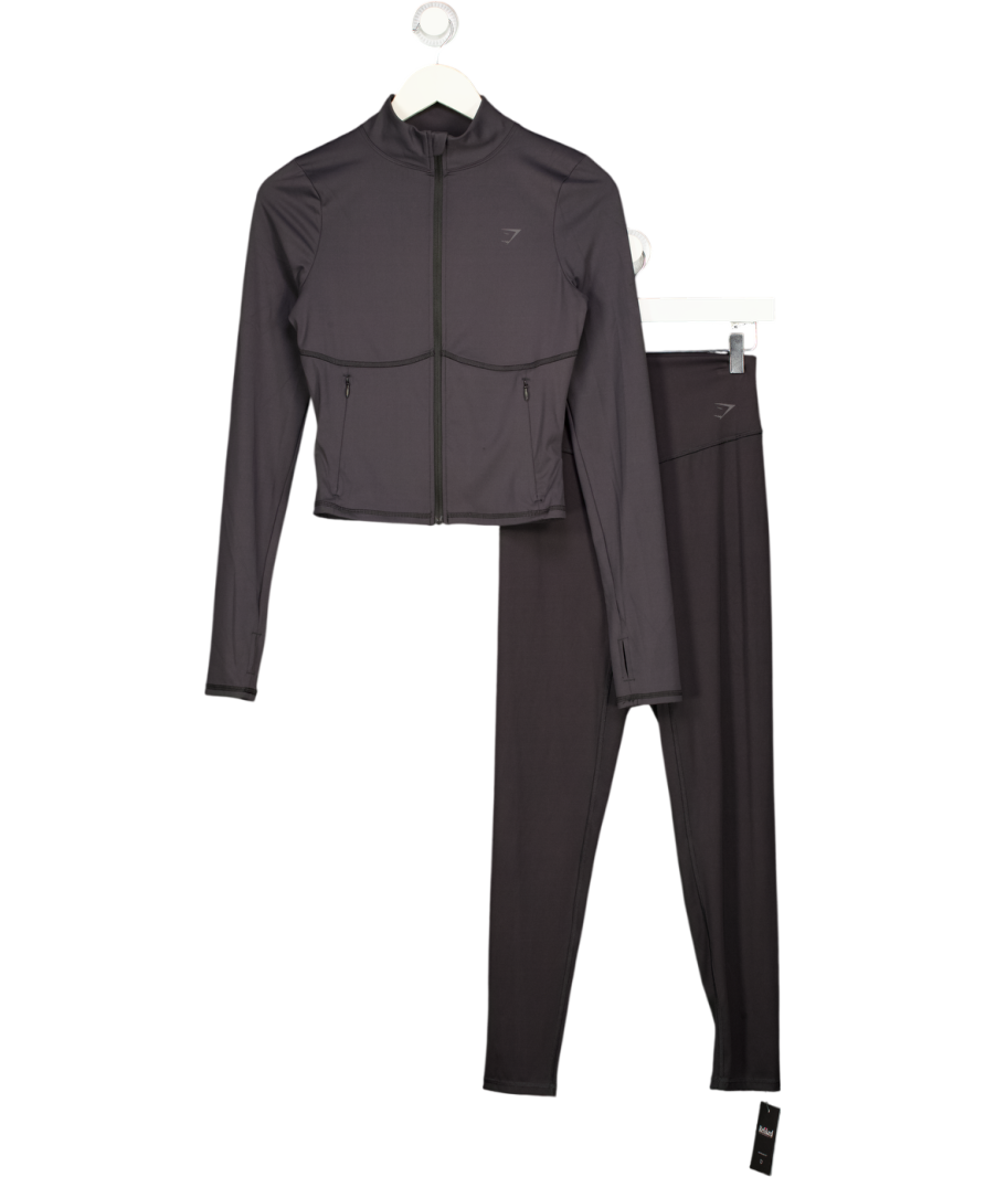 GYMSHARK 2-piece Black Active Zip Jacket (uk S) & Leggings (uk M) Set UK S/M