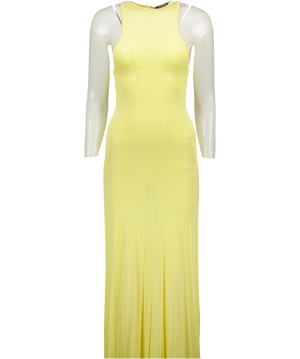JACQUEMUS Yellow La Robe Maille Sculta Fine-knit Maxi Dress UK XS