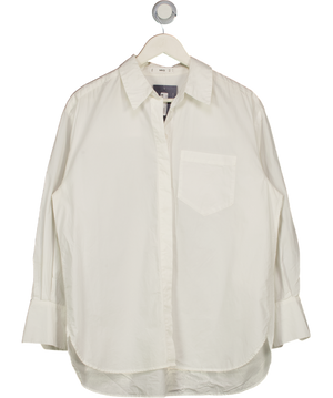 MANGO White Cotton And Lyocell Blend Straight Shirt UK 10