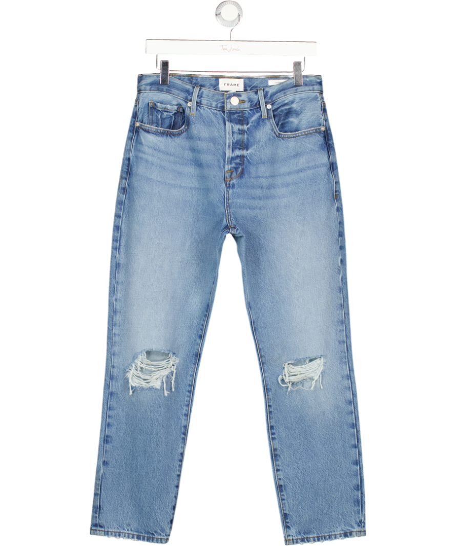 FRAME Blue Mid=blue Le Original High-rise Distressed Straight Jeans W28