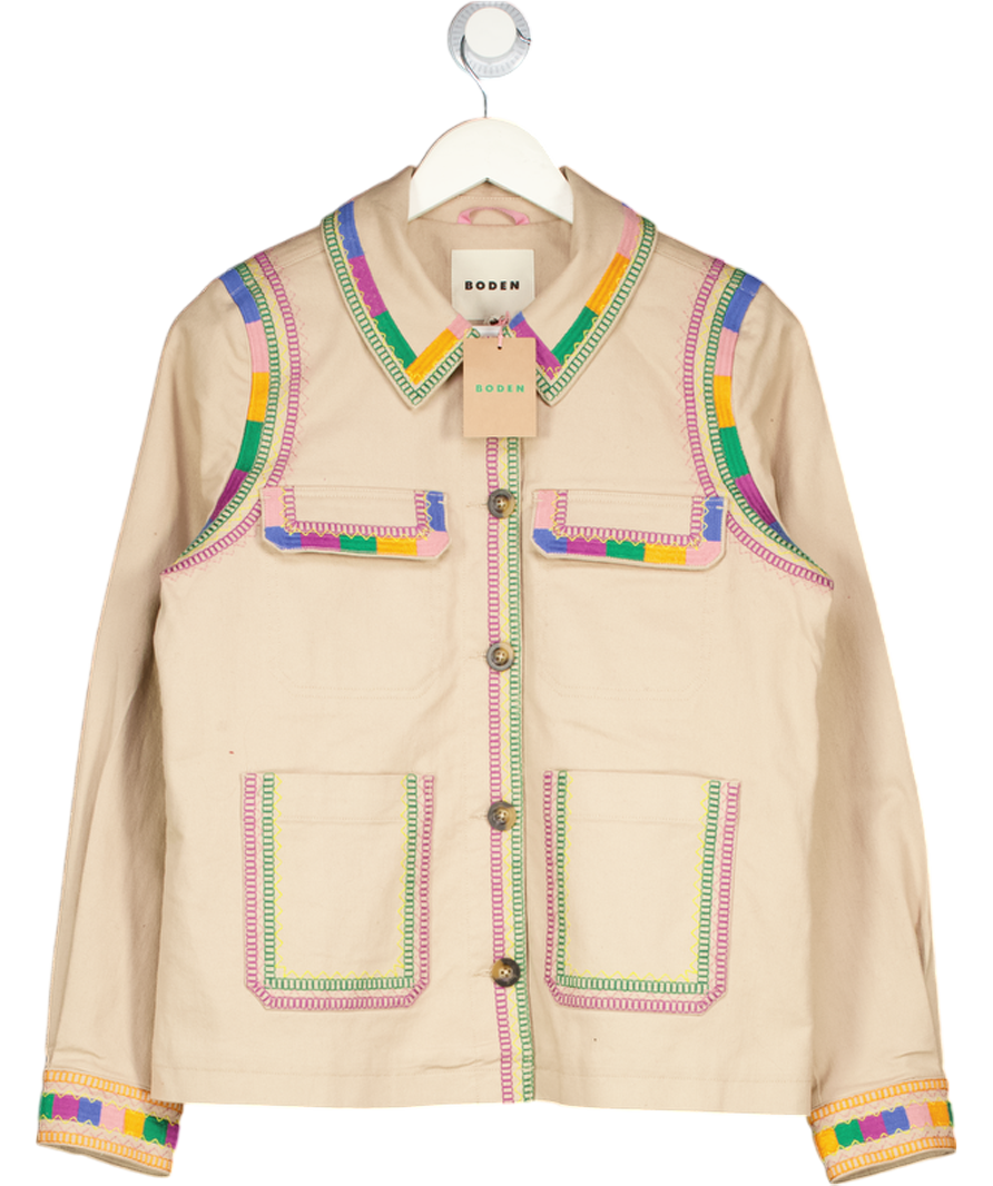 BODEN Beige Embroidered Utility Jacket Camel UK 8