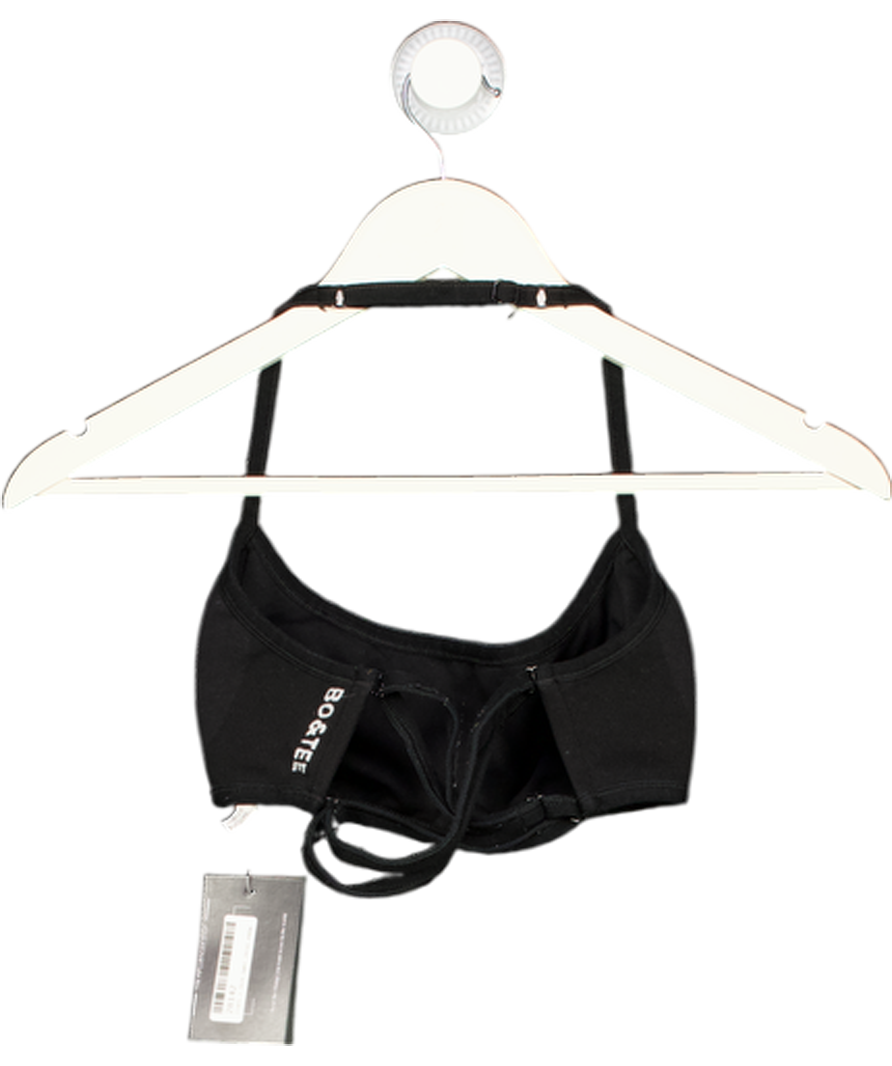 Bo & Tee Black Scoop-neck Halter Neck Sports Bra UK S