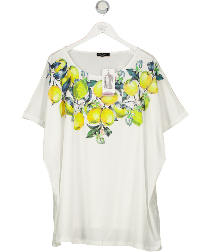 ULLA POPKEN White Oversize Lemons Print T-shirt Eu58/60 UK 32 / 34
