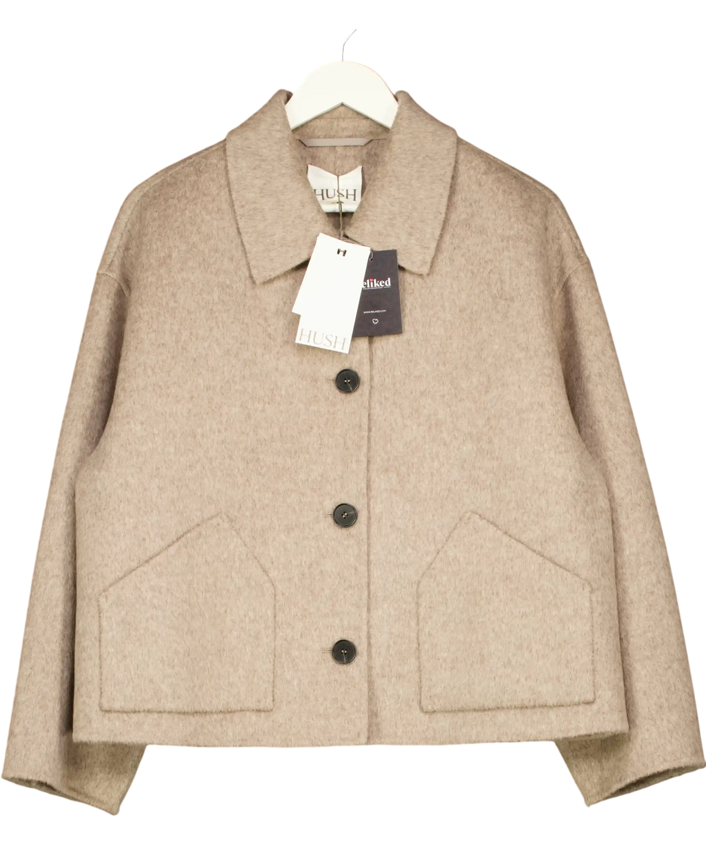 Hush Oatmeal Beige Pure 100% Wool Double Faced Jacket UK L/XL