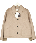 Hush Oatmeal Beige Pure 100% Wool Double Faced Jacket UK L/XL
