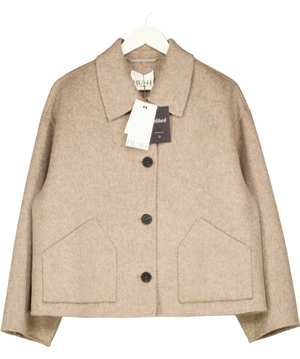 Hush Oatmeal Beige Pure 100% Wool Double Faced Jacket UK L/XL