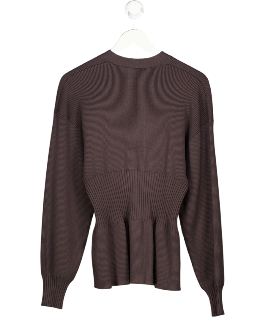 ALIGNE Chocolate Brown Waisted Cardigan UK M