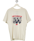 New Balance Cream Graphic Print T-shirt UK L