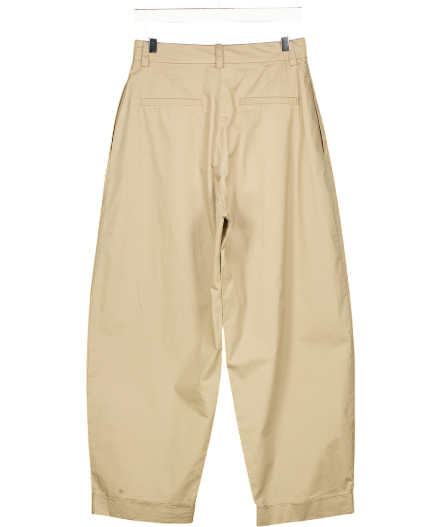 ZARA Beige High Waisted Pleated Trousers UK S