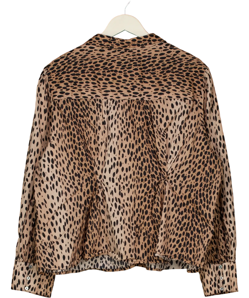 Rixo Blake Cotton Shirt In Brown Antelope Spot UK 22