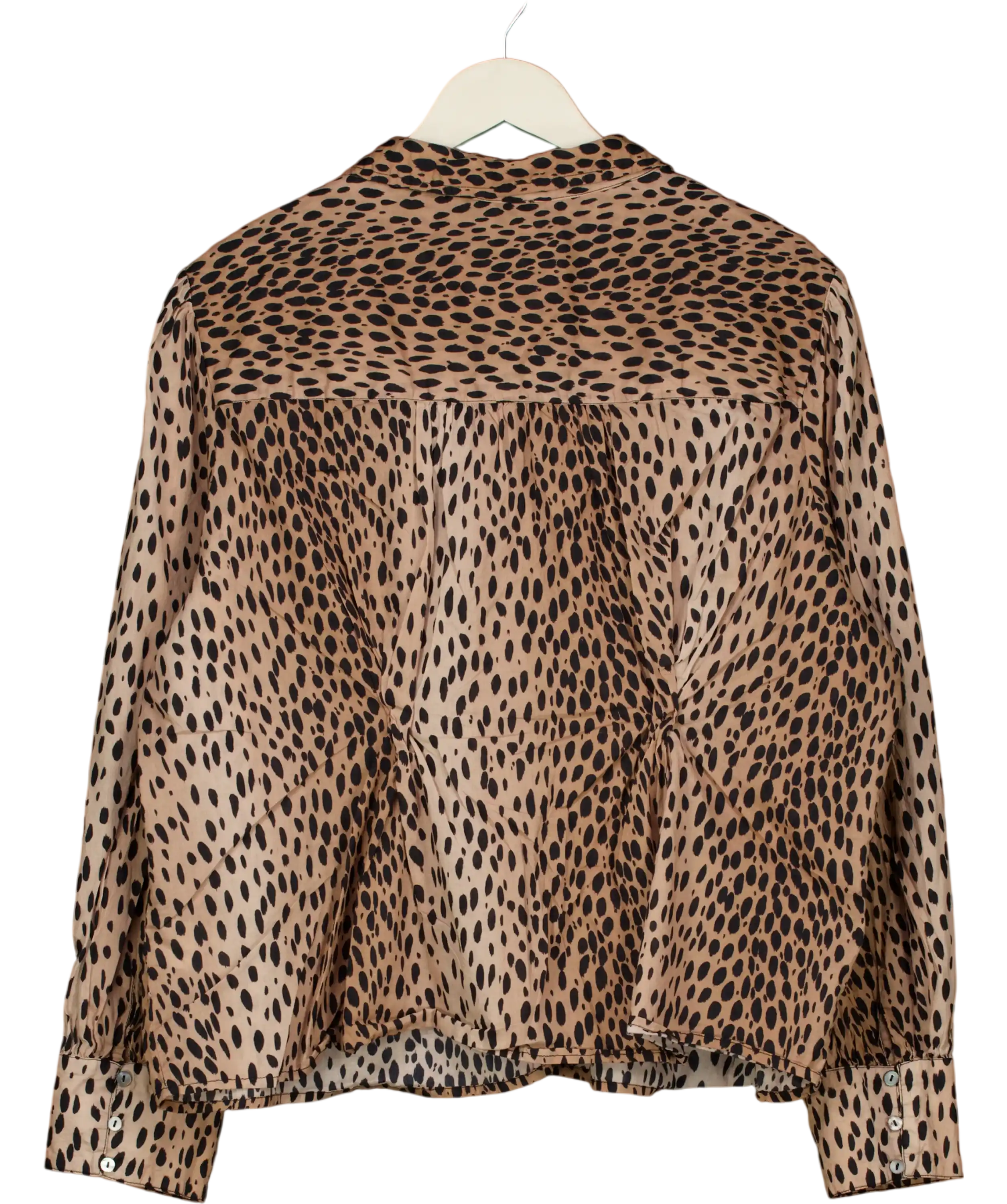 Rixo Blake Cotton Shirt In Brown Antelope Spot UK 22