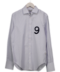 Mithridate Blue Long Sleeved Pinstripe '9' Shirt UK M