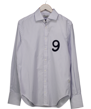 Mithridate Blue Long Sleeved Pinstripe '9' Shirt UK M