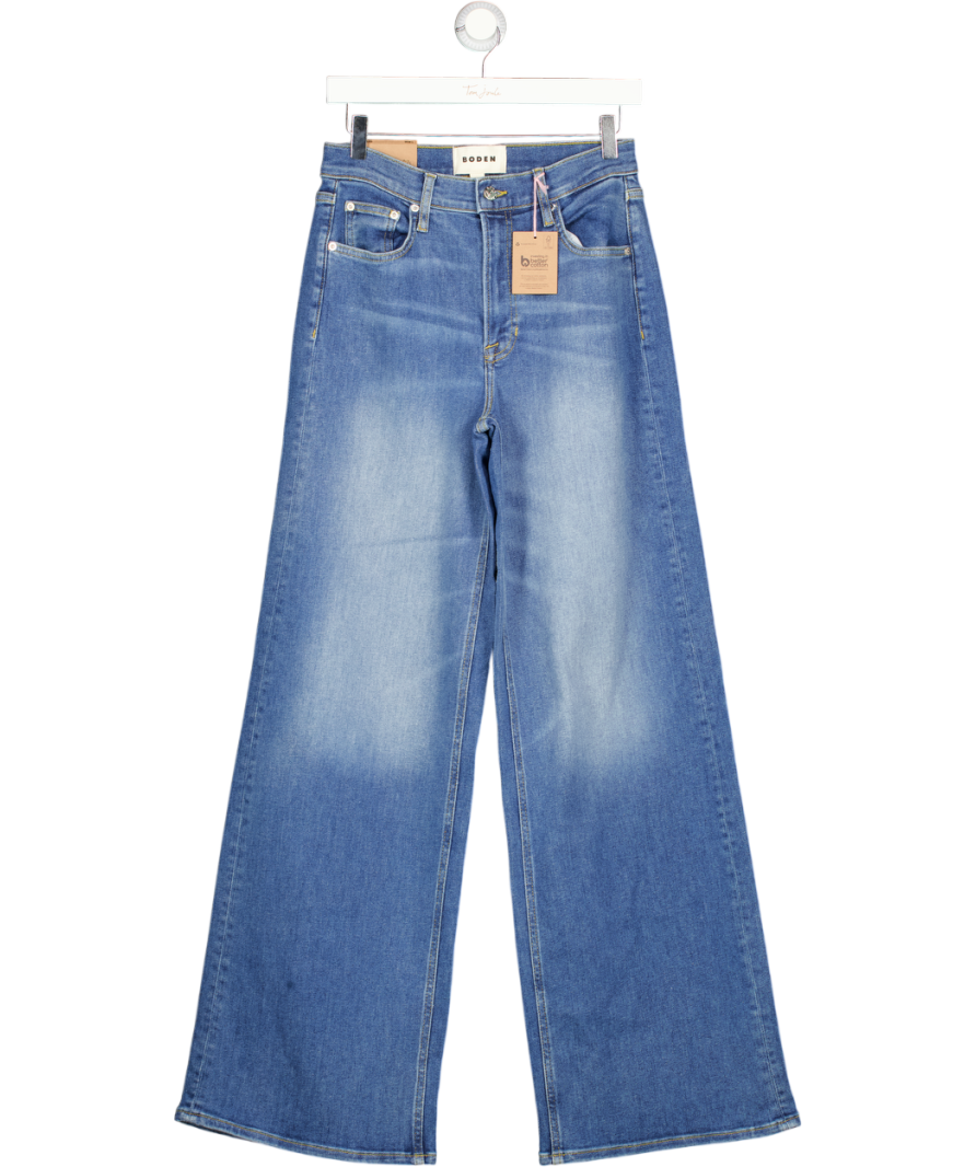 BODEN Mid Blue High Waist Wide Leg Jeans - Long Length W28