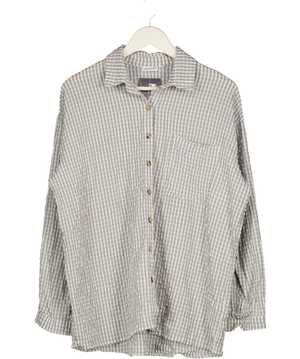 Sisters & Seekers Grey Checked Oversize Seersucker Shirt UK M
