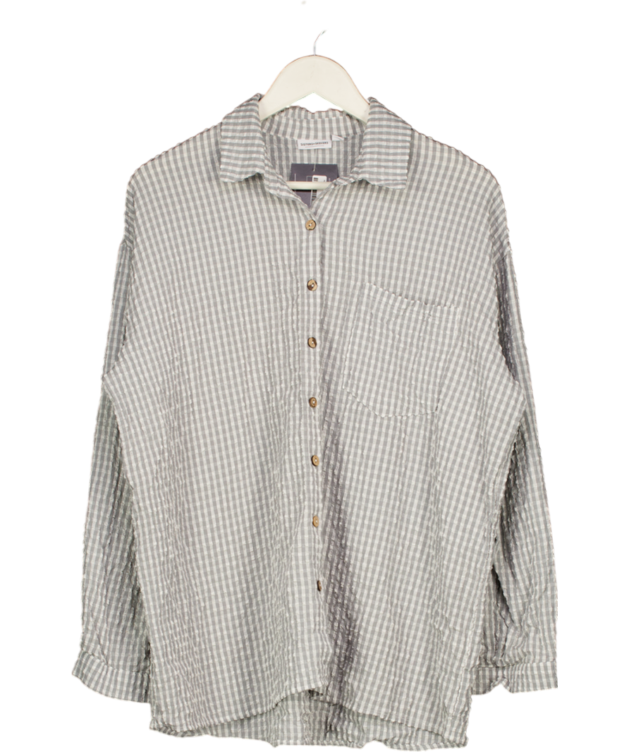 Sisters & Seekers Grey Checked Oversize Seersucker Shirt UK M