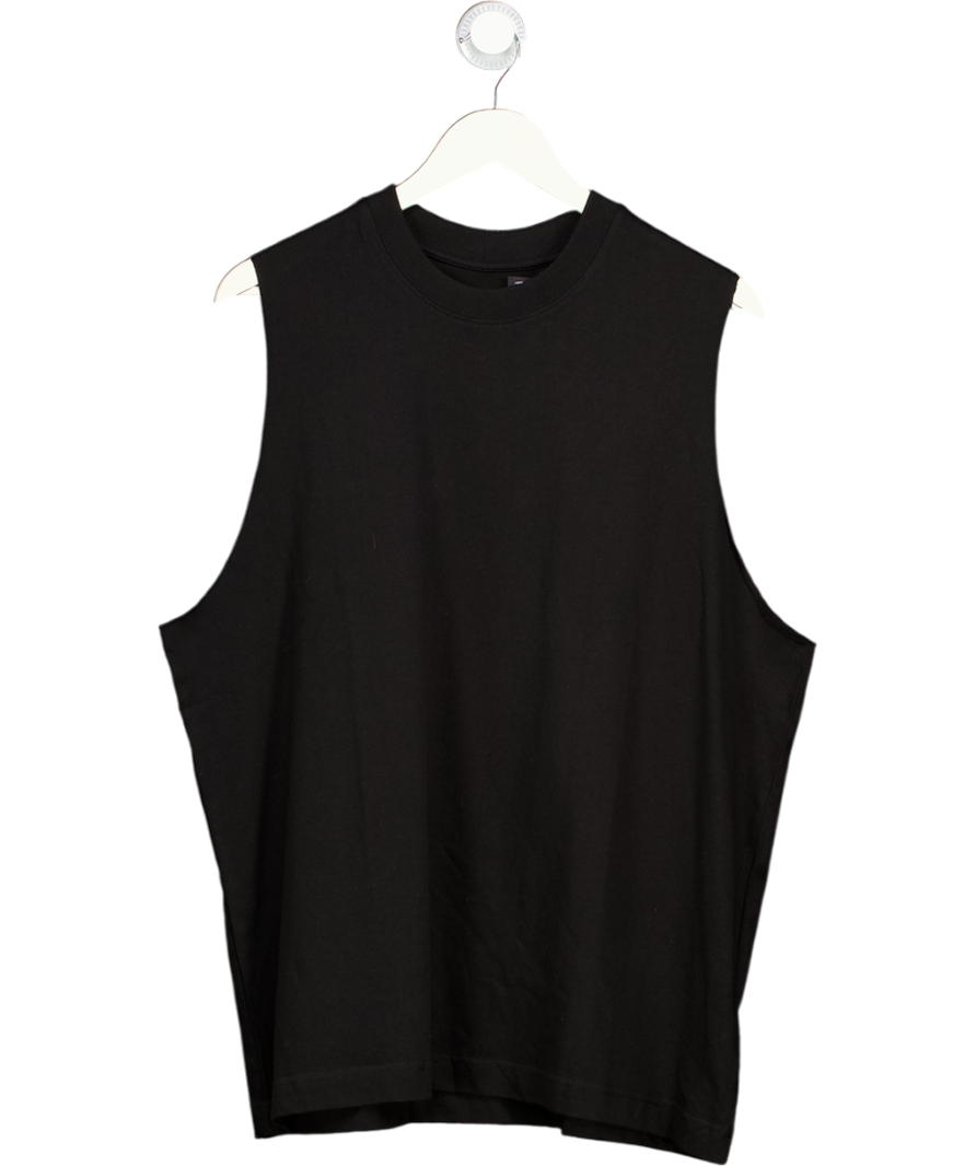 Black Cotton Muscle Tank UK M