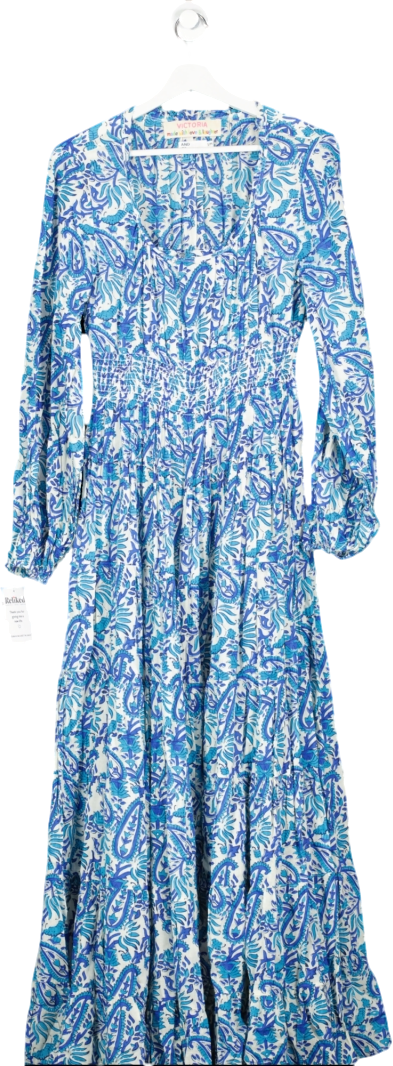 Victoria Blue Floral Maxi Dress UK S/M