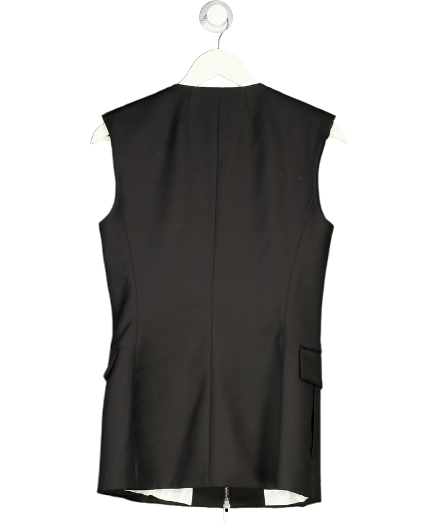 HELMUT LANG 100% Wool Zip Vest - Waistcoat - Black Sz2 UK 6
