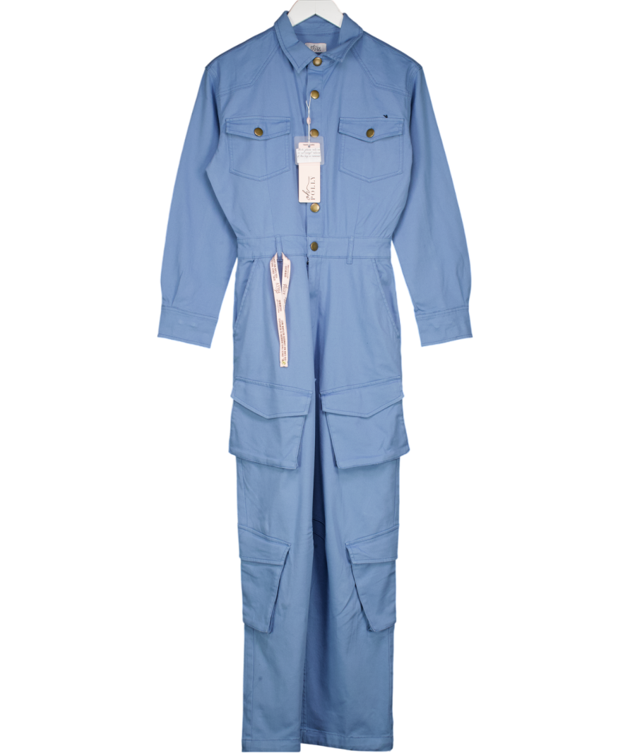 Oh Polly Dusty Blue Straight Leg Jumpsuit UK 6