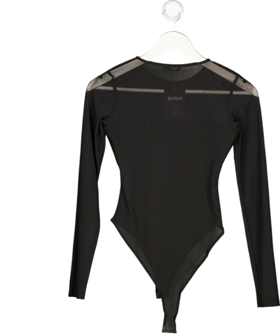 ZARA Black Mesh Long Sleeve Bodysuit UK S