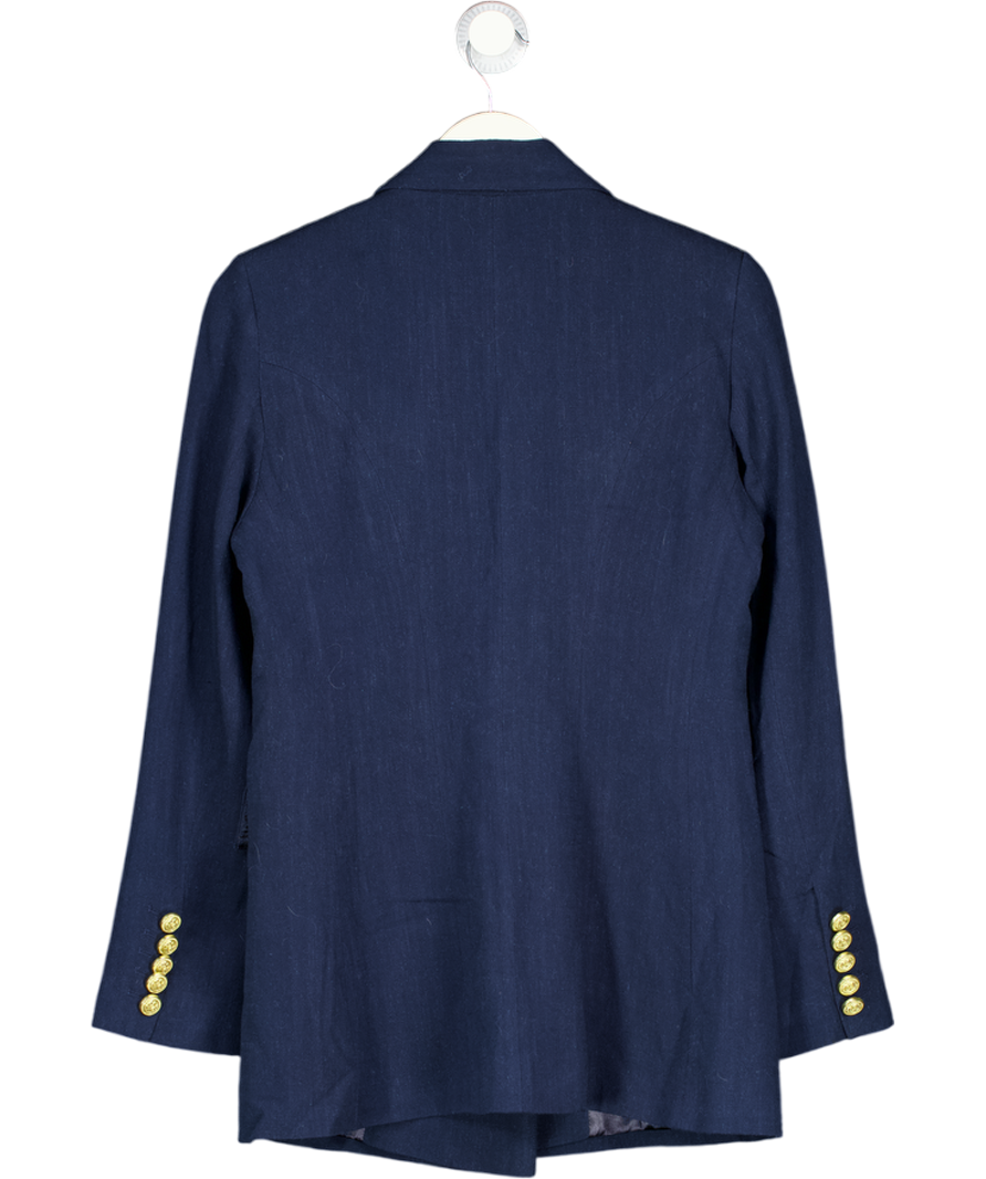 HOLLAND COOPER Double Breasted Blazer  - Navy Blue Linen UK 10