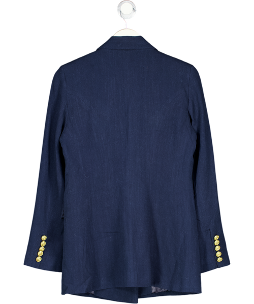 HOLLAND COOPER Double Breasted Blazer  - Navy Blue Linen UK 10