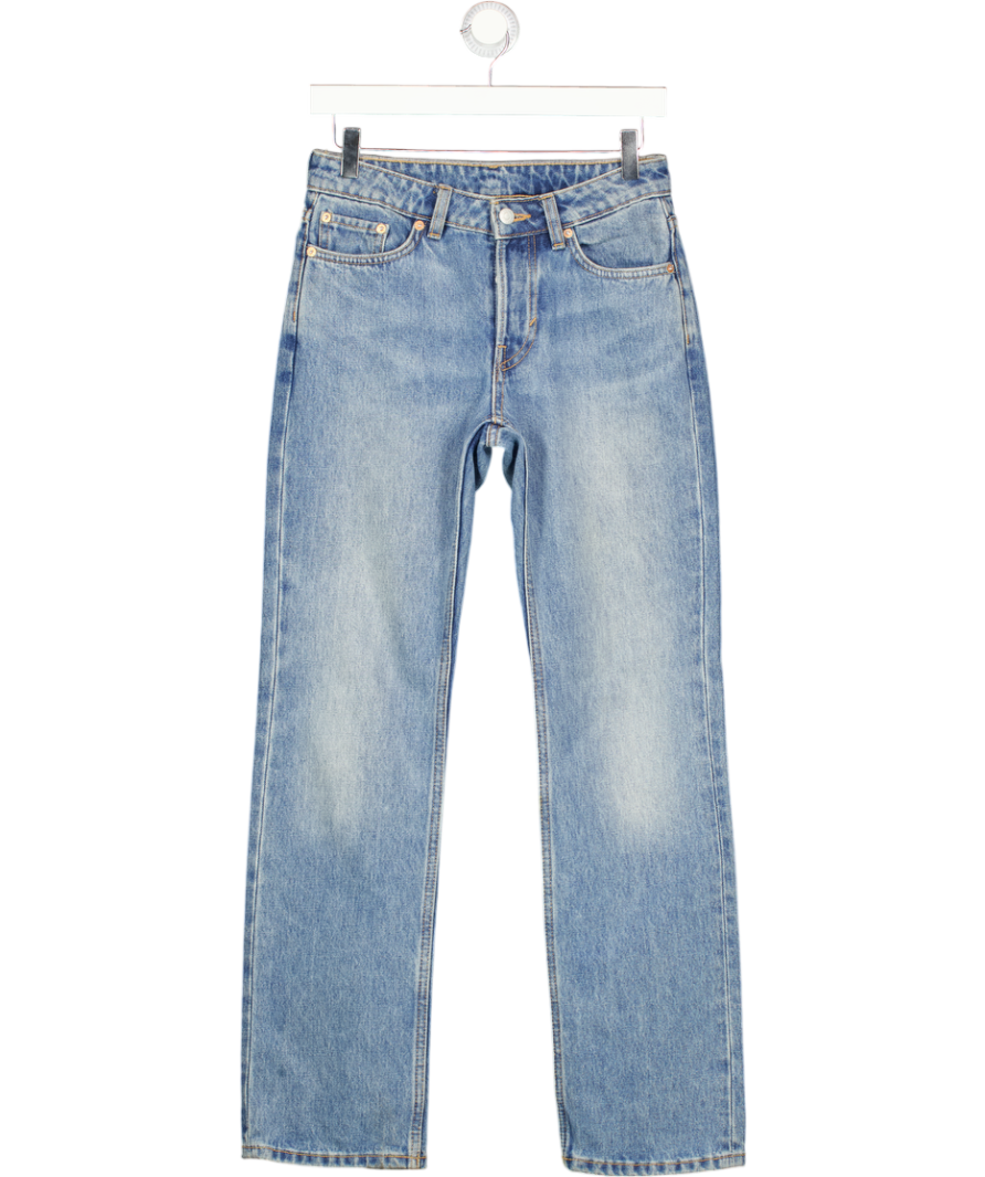 WEEKDAY Blue Pin Mid Rise Regular Straight Leg Jeans L30 W25