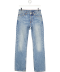WEEKDAY Blue Pin Mid Rise Regular Straight Leg Jeans L30 W25