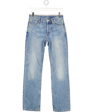 WEEKDAY Blue Pin Mid Rise Regular Straight Leg Jeans L30 W25