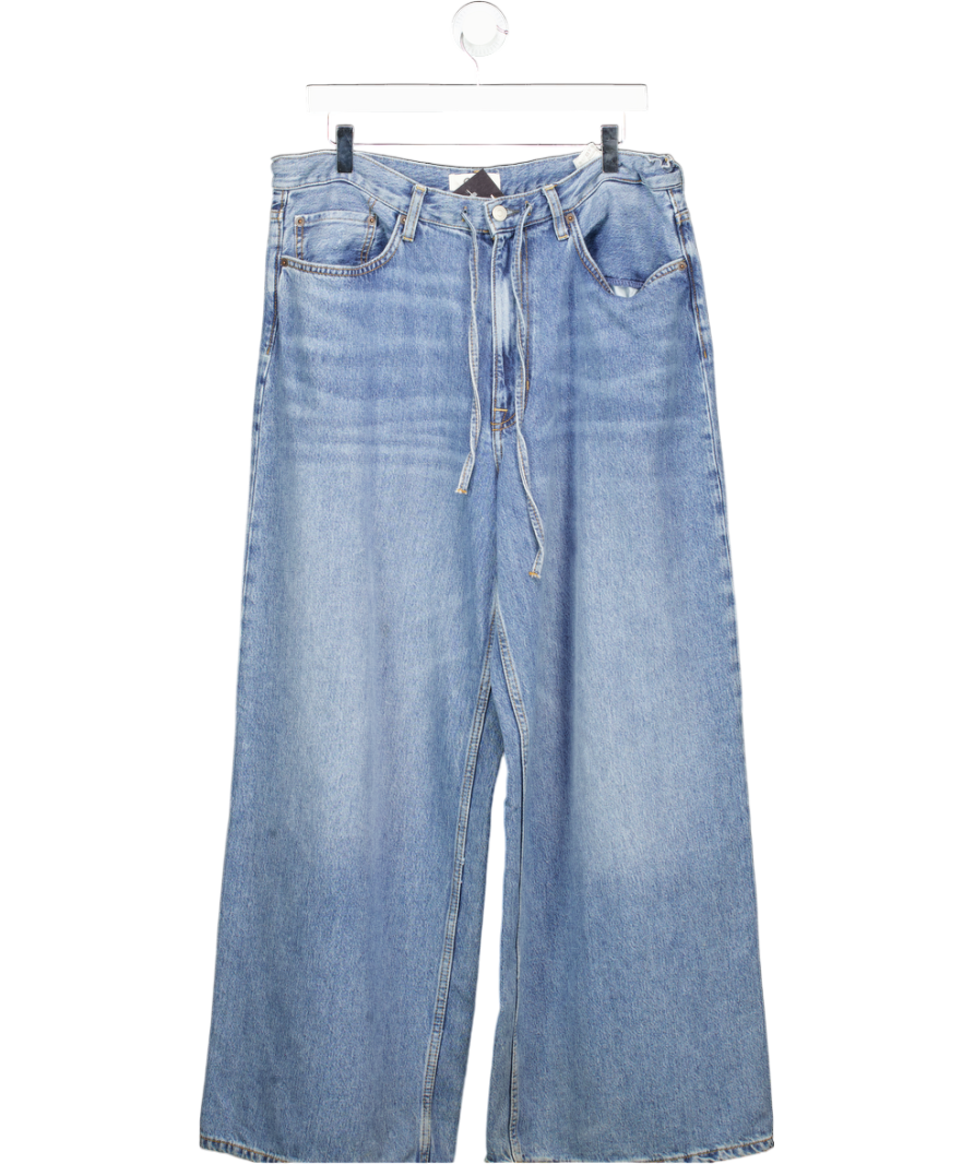 cos Blue Wide-leg Drawstring Denim Trousers UK 10